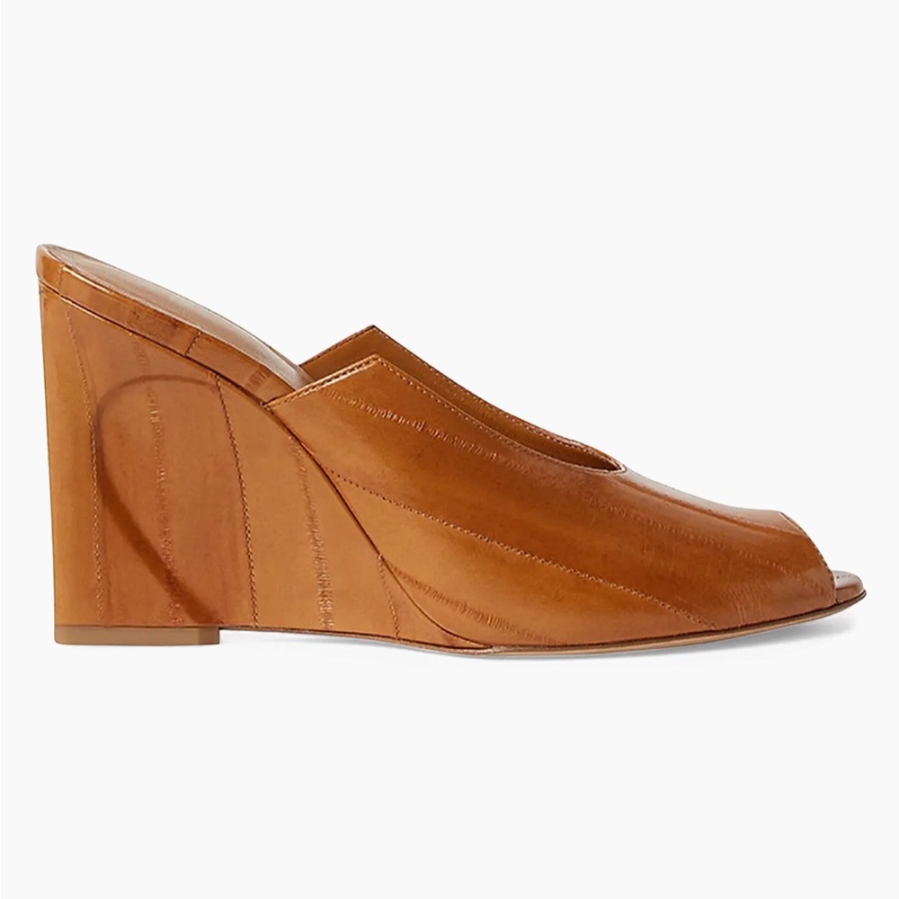 Fendi Eel Leather 95MM Peep-Toe Mules